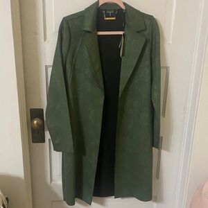 Tahari Olive Green Faux Leather Coat